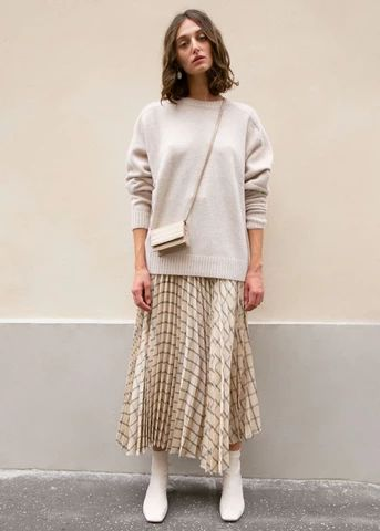 Jupe plissée pull en maille