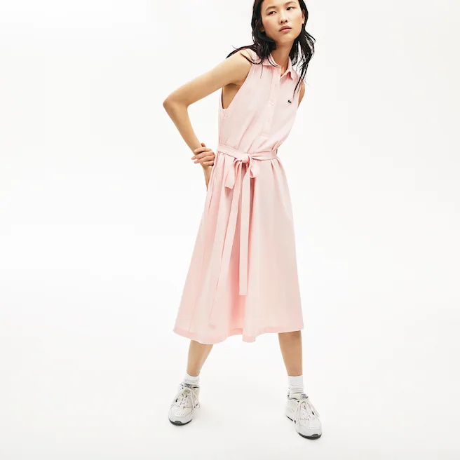 Robe polo sans manches ceinturée